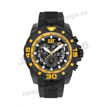 Ρολόι CUT CATERPILLAR DP Sport evo chrono ανδρικό με μαύρο λουράκι σιλικόνης και χρονογράφος πολλαπλών ενδείξεων 45,5mm