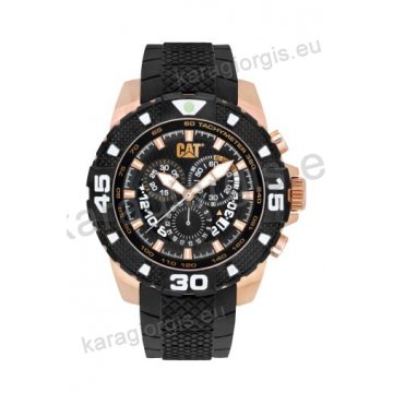 Ρολόι CUT CATERPILLAR DP Sport evo chrono rose gold ανδρικό με μαύρο λουράκι σιλικόνης και χρονογράφος πολλαπλών ενδείξεων 45,5mm