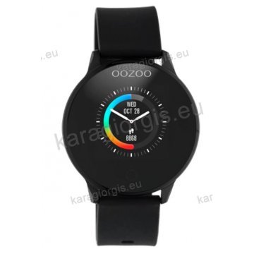 Ρολόι OOZOO Smartwatch γυναικείο black με μαύρο λουρί σιλικόνης και μαύρο καντράν 43mm.