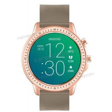 Ρολόι OOZOO Smartwatch ανδρικό rose gold με γκρι λουρί σιλικόνης και μαύρο καντράν 45mm.