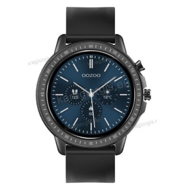 Ρολόι OOZOO Smartwatch ανδρικό total black με μαύρο λουρί σιλικόνης και μαύρο καντράν 45mm.