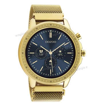 Ρολόι OOZOO Smartwatch ανδρικό gold με χρυσαφί μεταλλικό μπρασελέ και μαύρο καντράν 45mm.