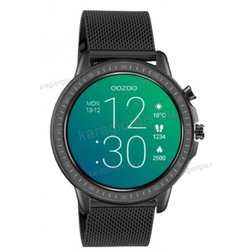 Ρολόι OOZOO Smartwatch ανδρικό total black με μαύρο μεταλλικό μπρασελέ και μαύρο καντράν 45mm.