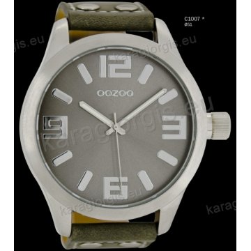 Ρολόι OOZOO timepieces ανδρικό-γυναικείο με γκρί grey δερμάτινο λουράκι και γκρι καντράν 51mm