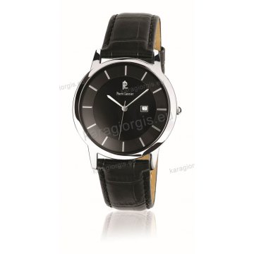 Ρολόι Pierre Lannier SLIM με μαύρο δερμάτινο λουράκι 40mm