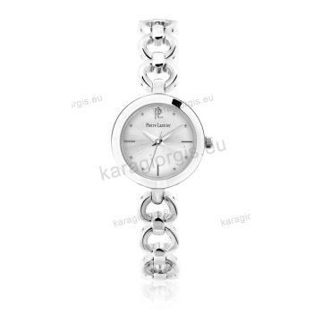 Ρολόι Pierre Lannier γυνακείο στρογγυλό με ατσάλινο μπρασελέ και ασημί καντράν 26mm