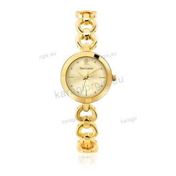 Ρολόι Pierre Lannier γυνακείο επίχρυσο στρογγυλό με επίχρυσο μπρασελέ και χρυσαφί καντράν 26mm